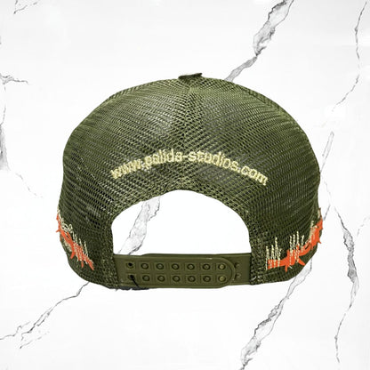 Palida Trucker Hat Parche Orange Green Olivo Cap