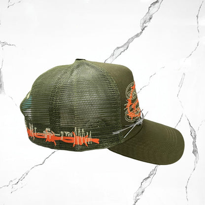Palida Trucker Hat Parche Orange Green Olivo Cap