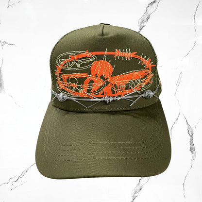 Palida Trucker Hat Parche Orange Green Olivo Cap