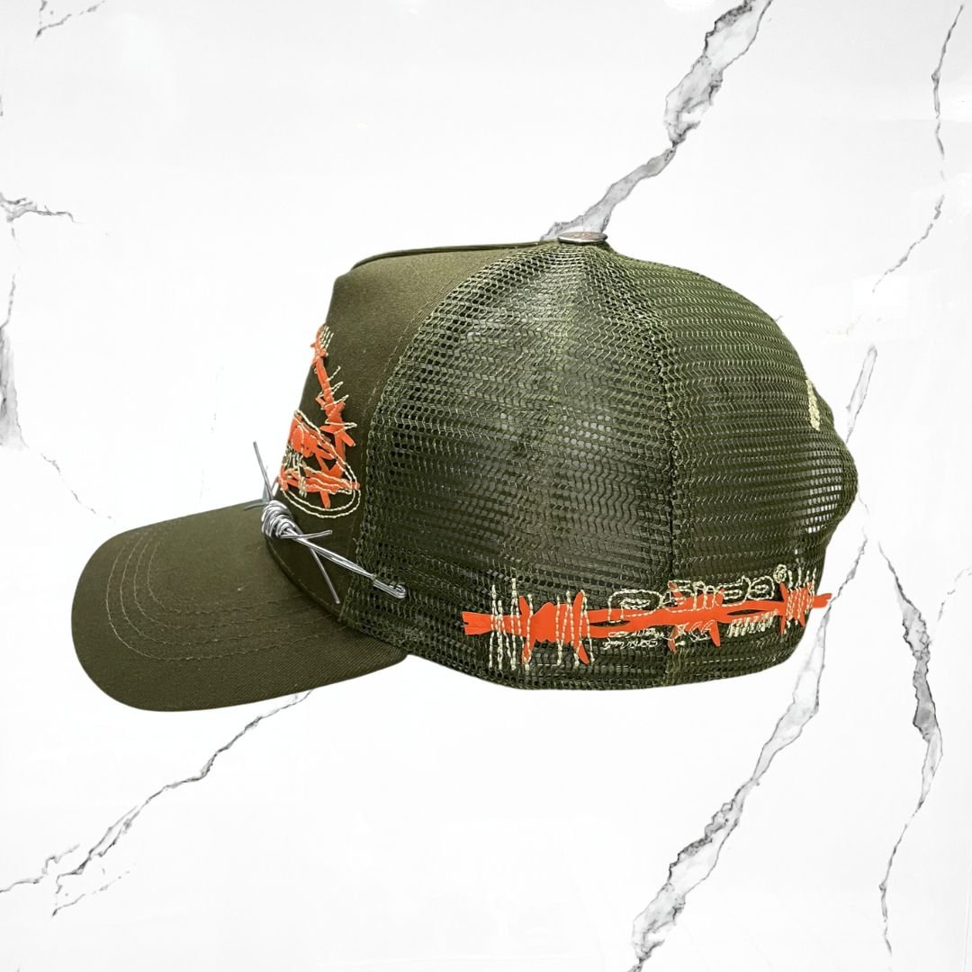 Palida Trucker Hat Parche Orange Green Olivo Cap - Urban Utility