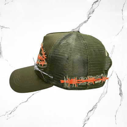 Palida Trucker Hat Parche Orange Green Olivo Cap