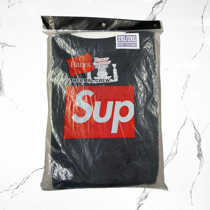 Supreme x Hanes Thermal Crew Black  Long sleeve