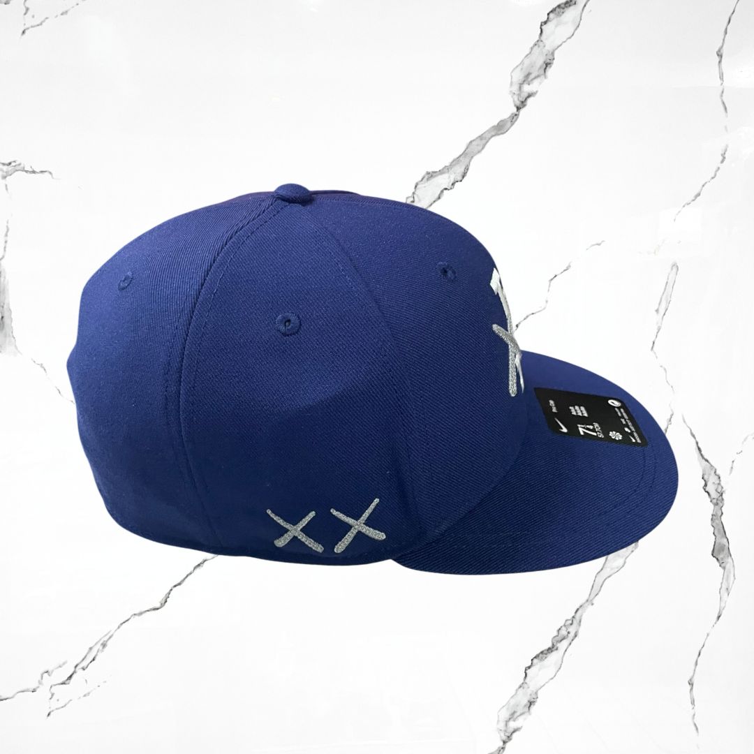 Kaws x Nike True Flat Brim Fitted Los Angeles Dodgers Navy Blue Cap