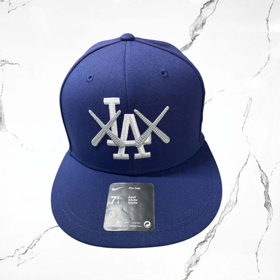 Kaws x Nike True Flat Brim Fitted Los Angeles Dodgers Navy Blue Cap