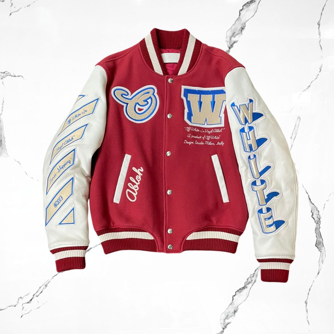 Off- White Varsity Wool-Blend Bomber Jacket (De Uso)