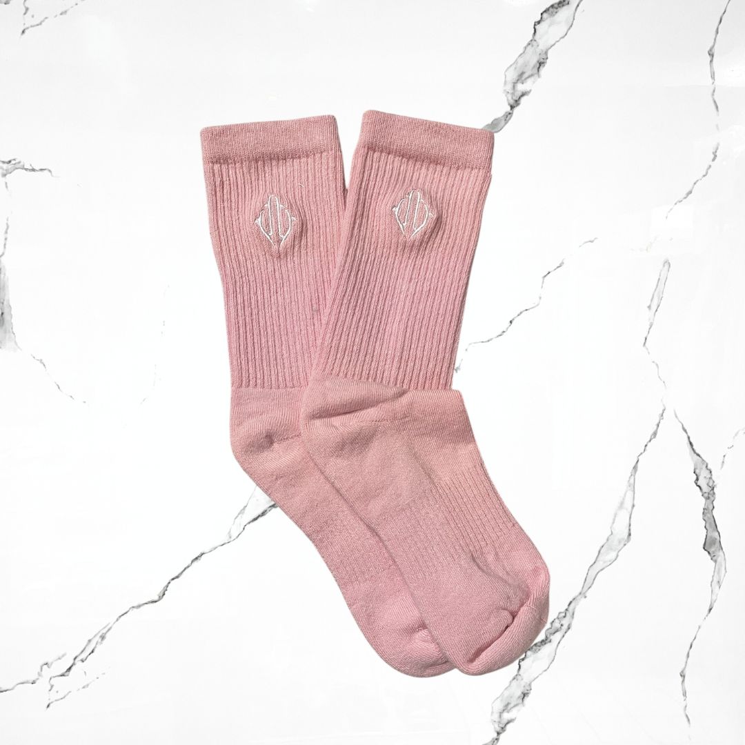 Utility Mini Roots Pink White (Bordado) Calcetas