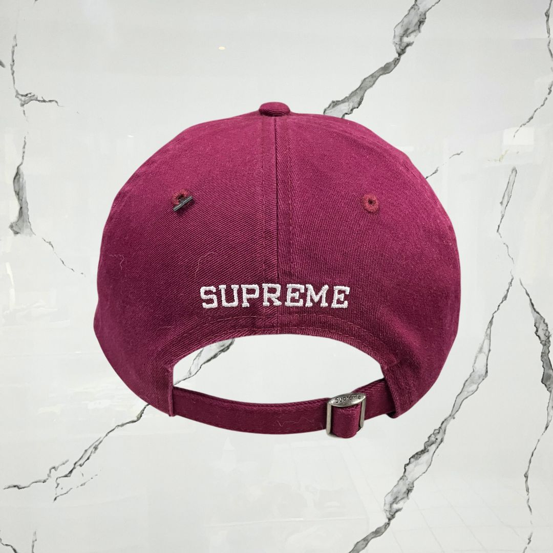 Supreme Reverse Logo 6 Panel Burgundy Cap - Urban Utility