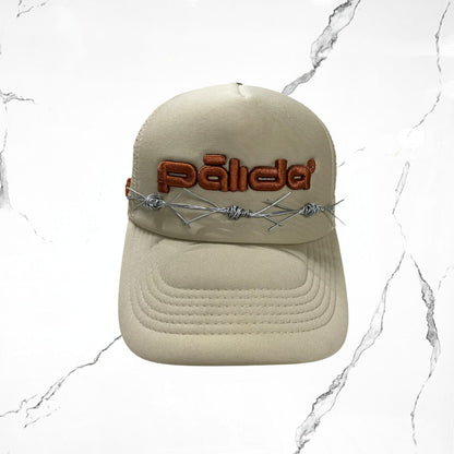 Palida Trucker Hat Box Logo Beige Orange Cap