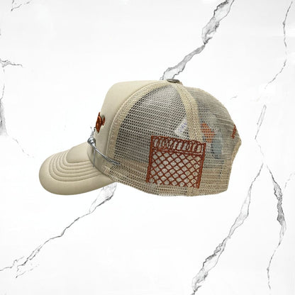 Palida Trucker Hat Box Logo Beige Orange Cap