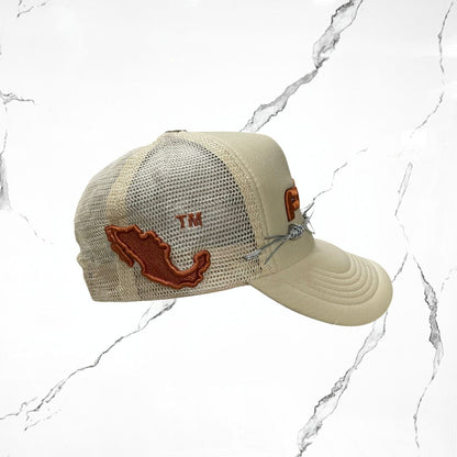 Palida Trucker Hat Box Logo Beige Orange Cap