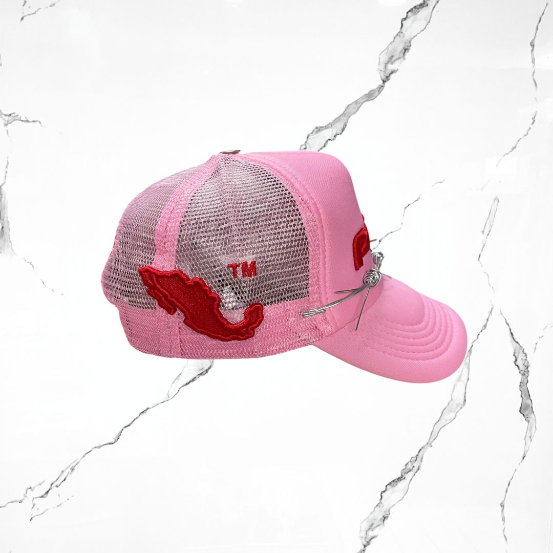 Pálida Trucker Hat Box Logo Pink Red Cap