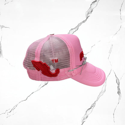 Pálida Trucker Hat Box Logo Pink Red Cap