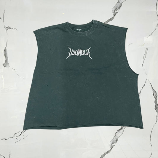 Essential Cut-Offs Teal Wash Tank Top