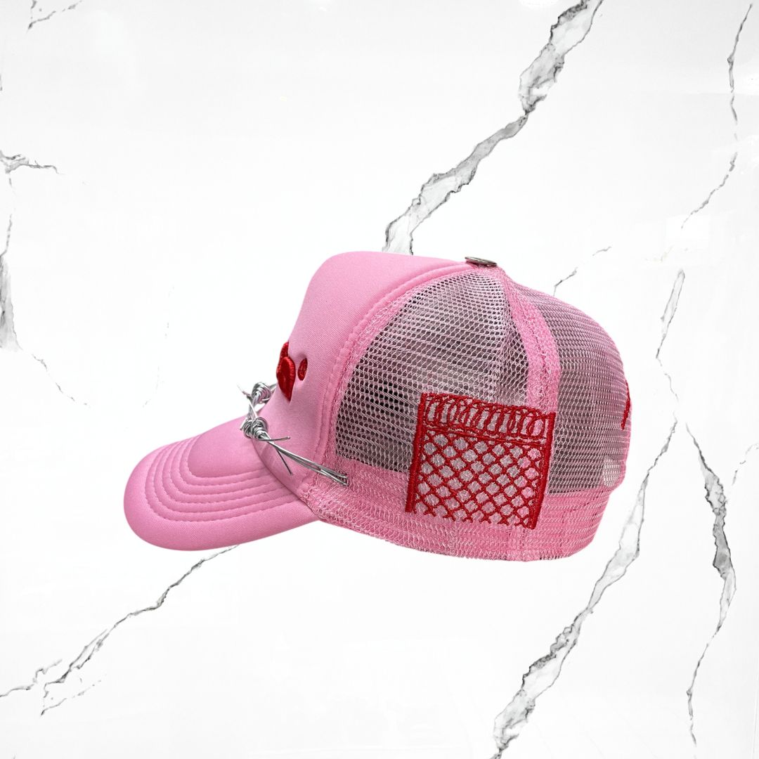 Pálida Trucker Hat Box Logo Pink Red Cap