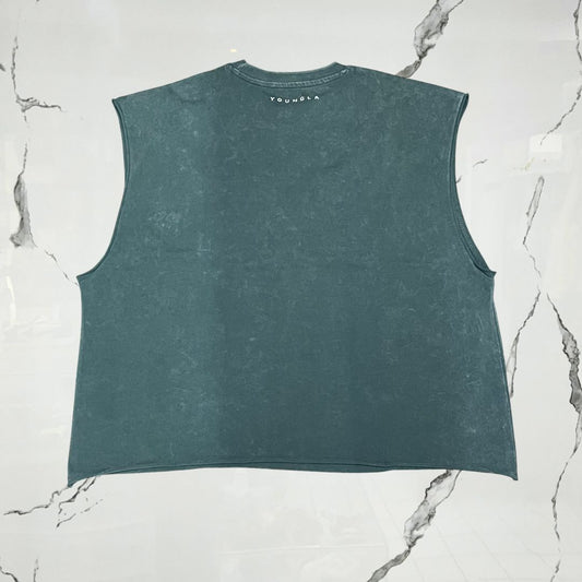 Essential Cut-Offs Teal Wash Tank Top