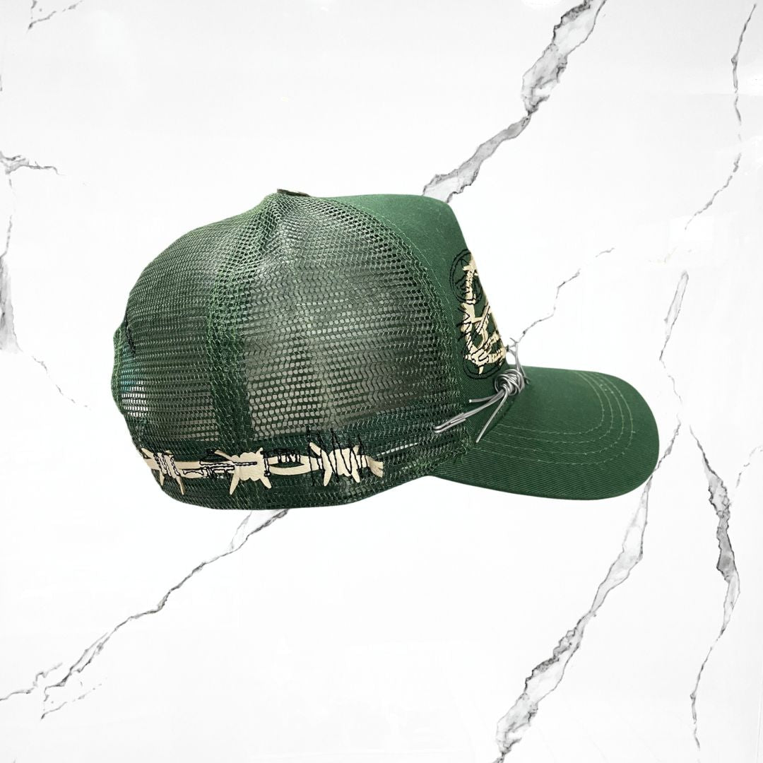 Palida Trucker Hat Parche Beige Verde Bandera Cap - Urban Utility