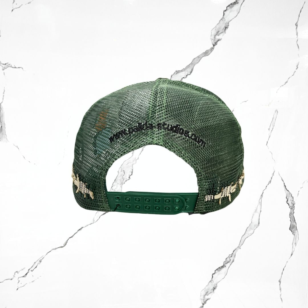 Palida Trucker Hat Parche Beige Verde Bandera Cap - Urban Utility
