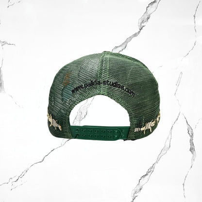 Palida Trucker Hat Parche Beige Verde Bandera Cap