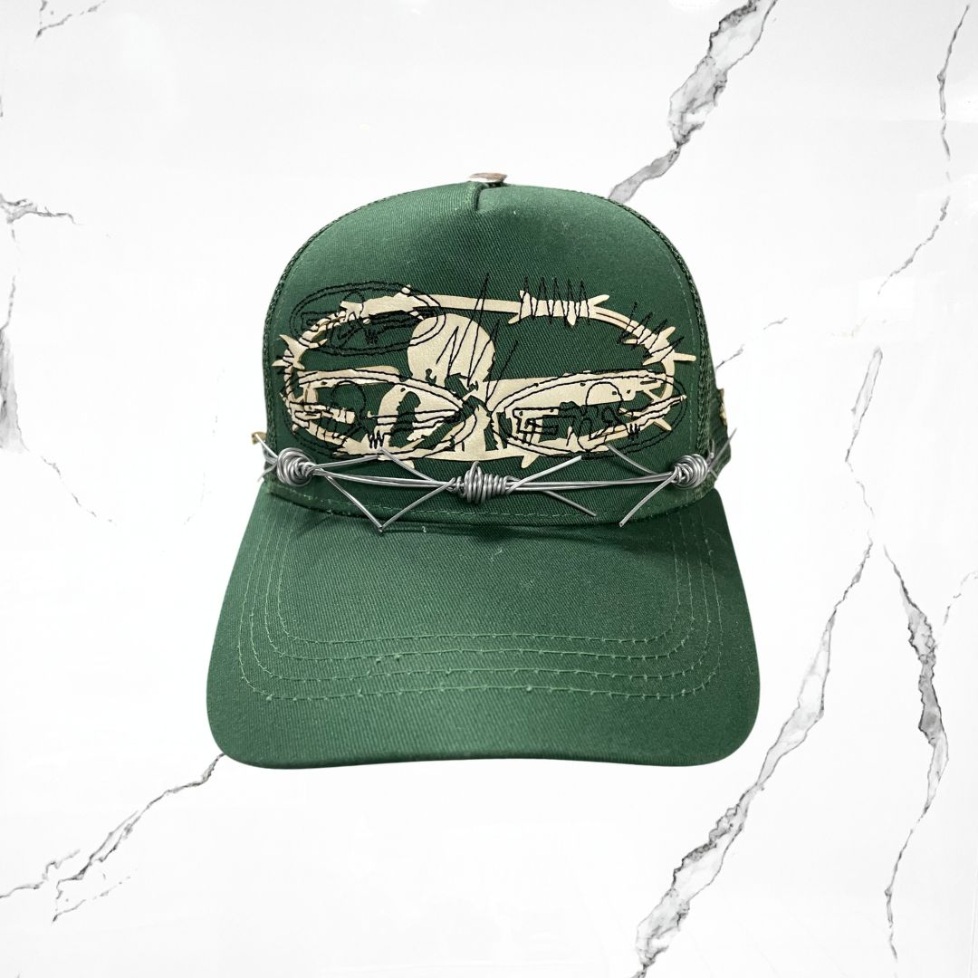 Palida Trucker Hat Parche Beige Verde Bandera Cap