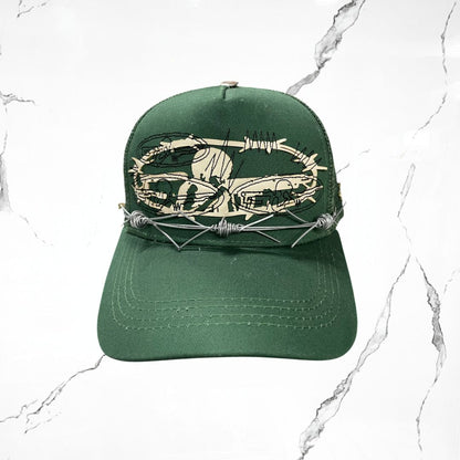 Palida Trucker Hat Parche Beige Verde Bandera Cap