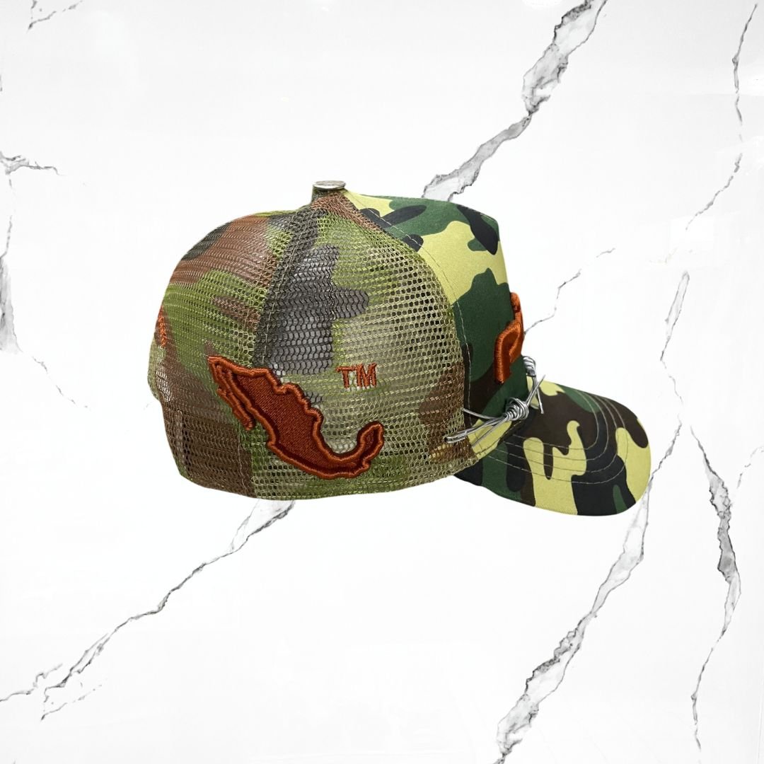 Palida Trucker Hat Box Logo Beige Camo Verde Bandera Cap - Urban Utility