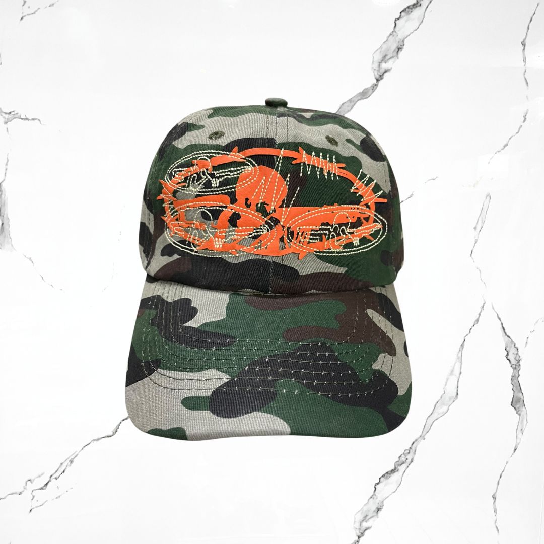 Palida Dad Hat Parche Orange Camo Grey Cap