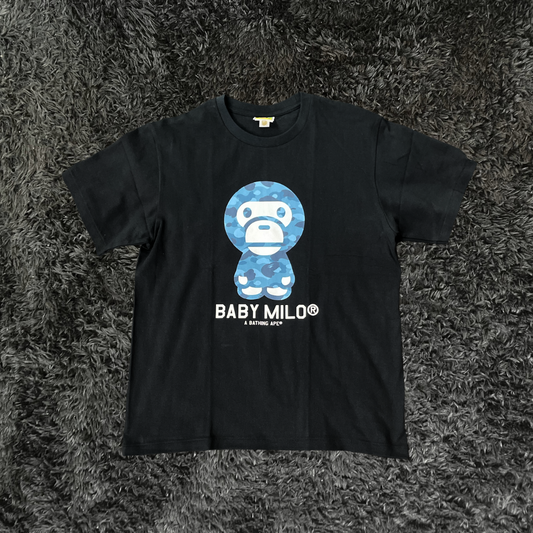 Bape Honeycomb Camo Baby Milo Black Blue T-Shirt