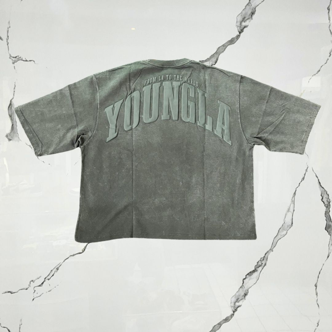 YoungLA Foundation Cropped Tees Forest Green Wash T-shirt