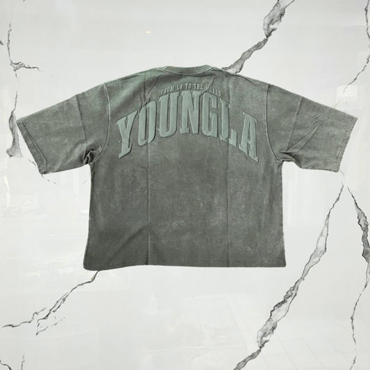 YoungLA Foundation Cropped Tees Forest Green Wash T-shirt