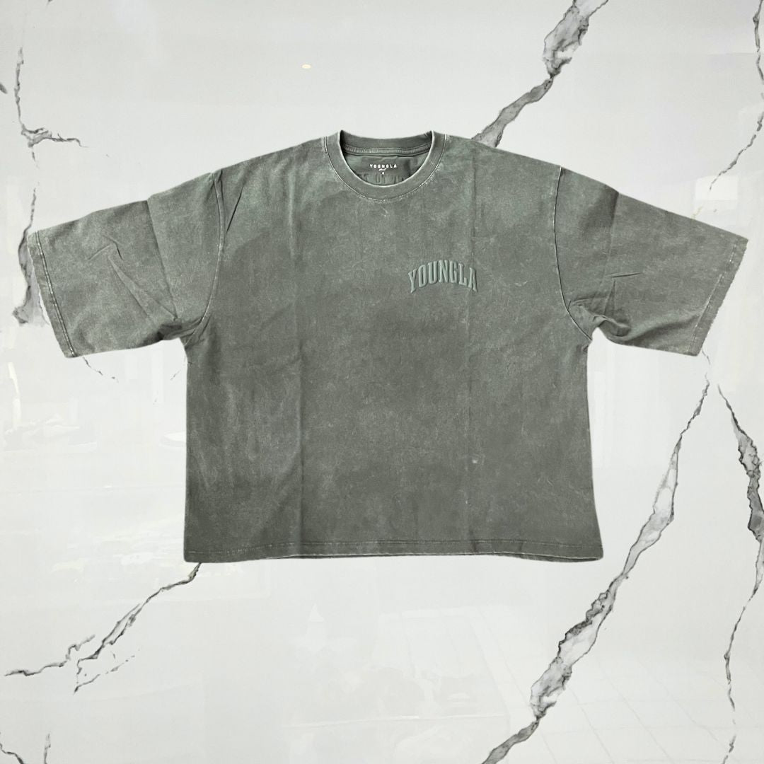 YoungLA Foundation Cropped Tees Forest Green Wash T-shirt