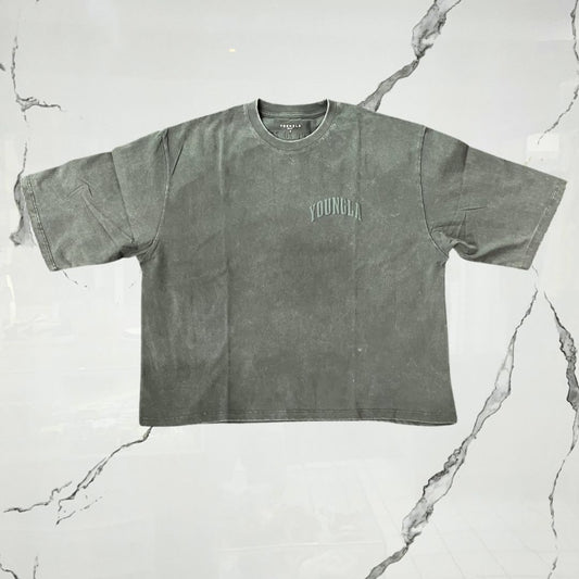 YoungLA Foundation Cropped Tees Forest Green Wash T-shirt