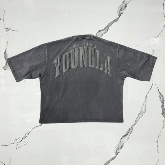 YoungLA Foundation Cropped Tees Black Wash T-shirt