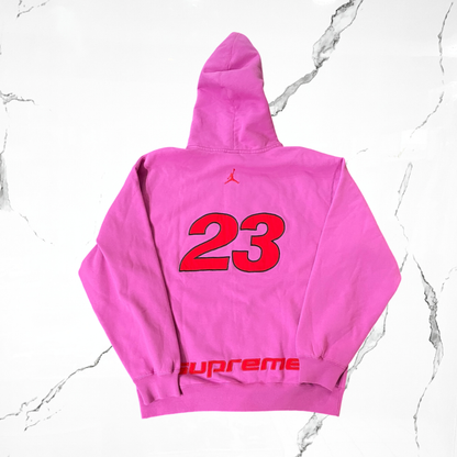 Supreme x Jordan Pink Red Hoodie Sweatshirt