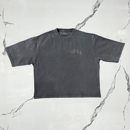 YoungLA Foundation Cropped Tees Black Wash T-shirt