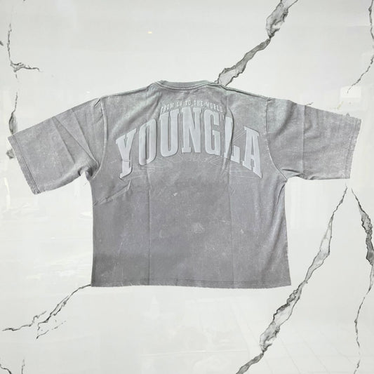 YoungLA Foundation Cropped Tees Grey Wash T-shirt
