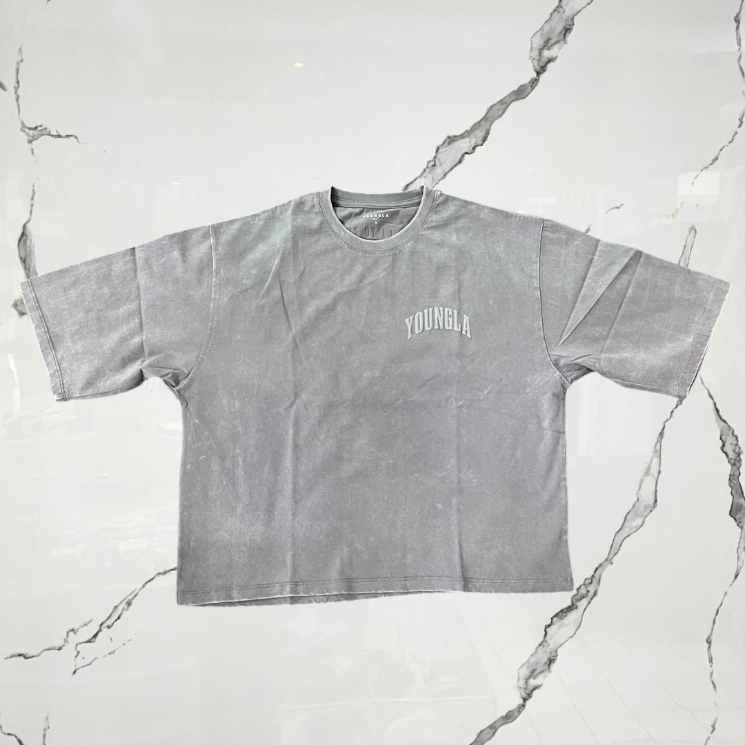 YoungLA Foundation Cropped Tees Grey Wash T-shirt