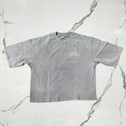YoungLA Foundation Cropped Tees Grey Wash T-shirt