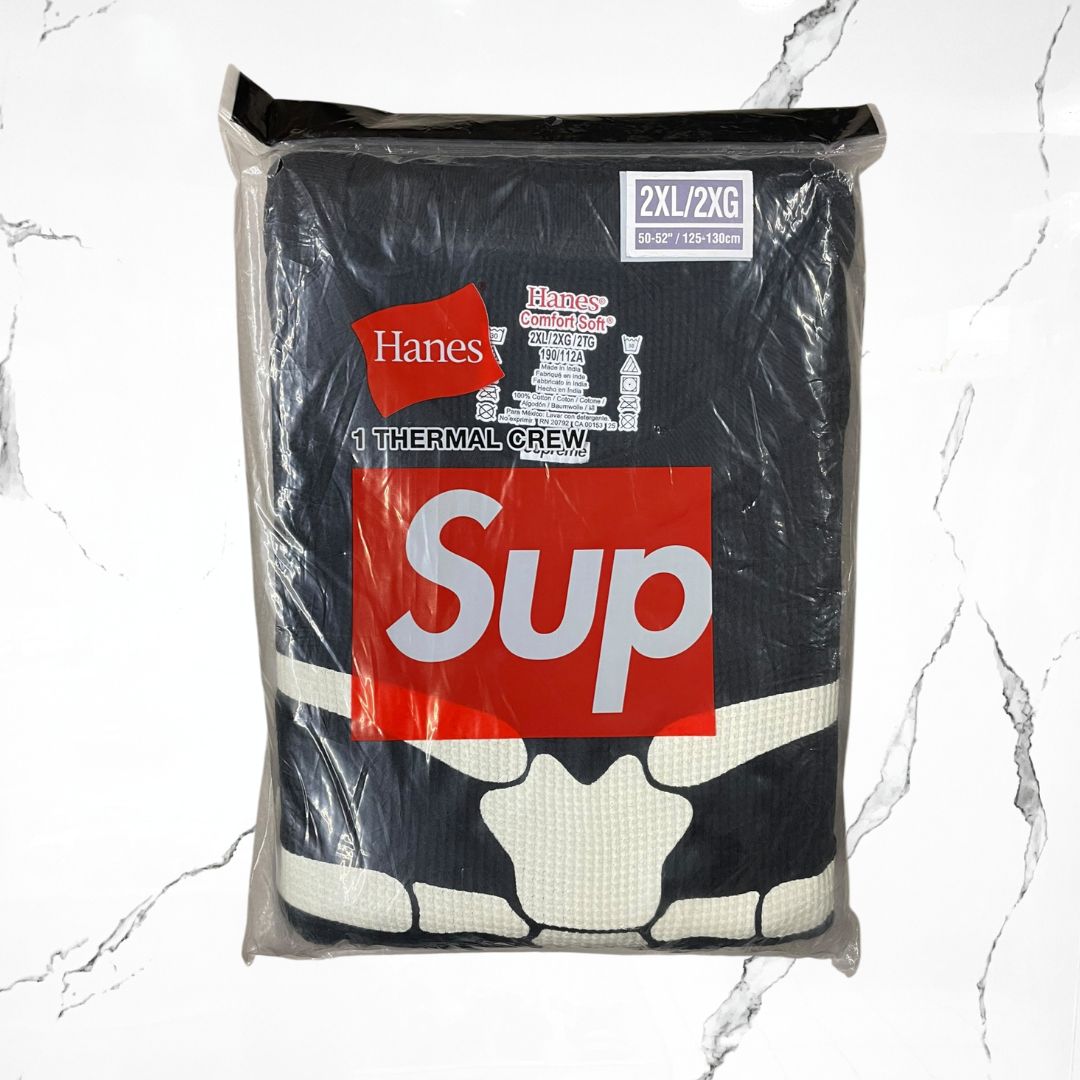 Supreme x Hanes Bones Thermal Crew Black Long Sleeve - Urban Utility
