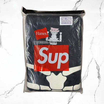 Supreme x Hanes Bones Thermal Crew Black Long Sleeve